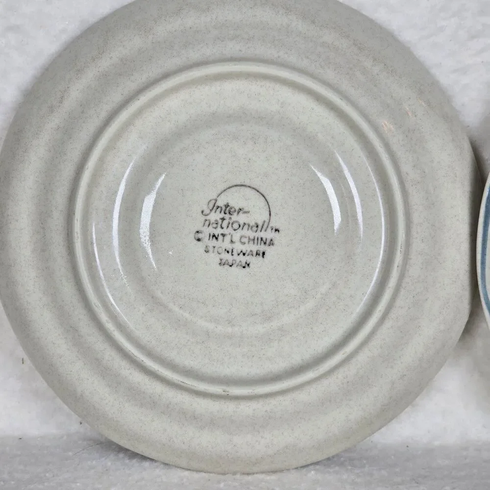 Set Of 3 International China Marmalade Saucers Goose Blue Ribbon Fruit